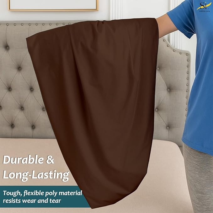 Mattress Protector 48x75 3/4 Full Bunk Fitted Sheet Style - Waterproof Vinyl Mattress Cover, Breathable, Bed Wetting & Spill Protection, Fits Mattresses up to 9" Deep (Chocolate)
