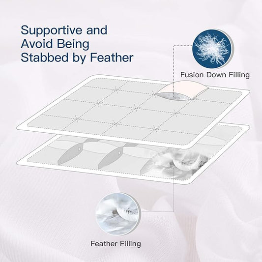 ELEMUSE King Size Extra Thick Fusion Goose Down Feather Filled Mattress Topper, Plush Fluffy Double Layer Pillowtop Mattress Pad Cover, Soft Featherbed with 8-21 Inch Deep Pocket
