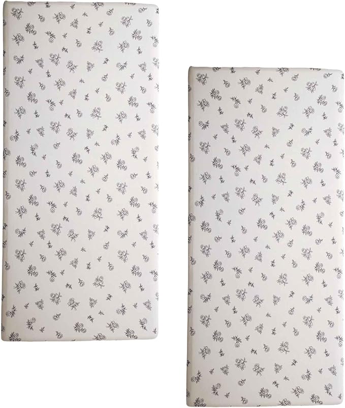 SDY Jersey Crib Sheets for Baby Boys and Girls,52”x28”x8, 2 Pack,Neutral Flower Standard Oval/Retangle Fitted Crib Sheets for Toddler,Super Soft Breathable