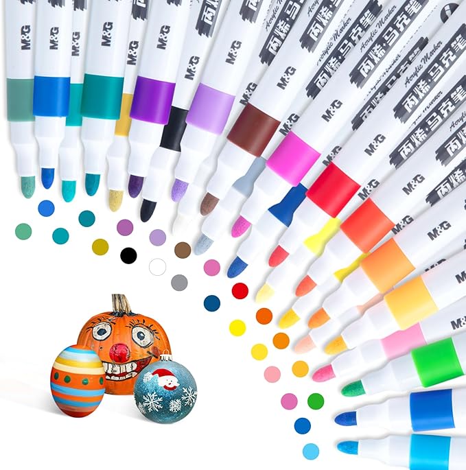M&G 24 colors Acrylic Paint Pens Markers Stocking Stuffers, Paint Pens for Art Crafts Supplies, Stocking Stuffers, Christmas Gifts for artists