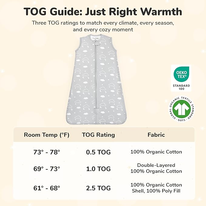 Mama Cheetah Baby Sleep Sack 2.5 TOG, Winter Baby Sleeping Bag with 2-Way Zipper, Organic Cotton Swaddle Transition Wearable Blanket for Boy Girl Infant Toddler, 0-6 Months
