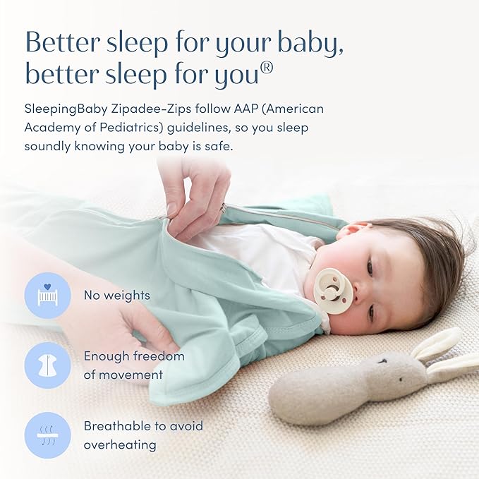 SleepingBaby Zipadee-Zip Transition Swaddle - Cozy Baby Swaddle Blanket with Zipper Convenience - Roomy Wearable Blanket for Easy Diaper Changes - Classic Mint, X-Small (3-6 Month) - 2 Pack