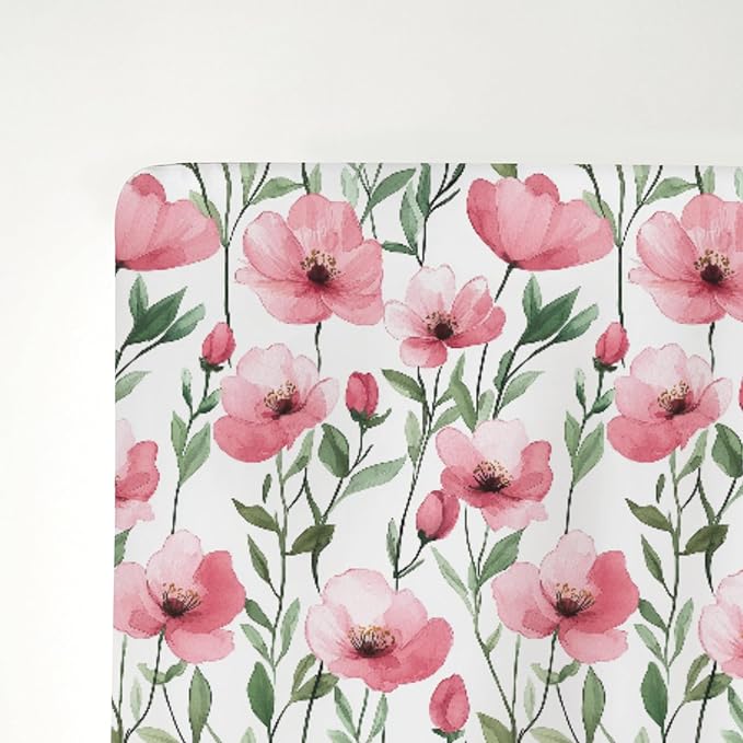 Watercolor Red Poppies Baby Crib Sheets for Boy Girl 28"x52" Vintage Poppies Flowers Soft Stretchy Fitted Crib Mattress Cover Spring Summer Baby Sheet Fits for Standard Crib and Toddler Mattress
