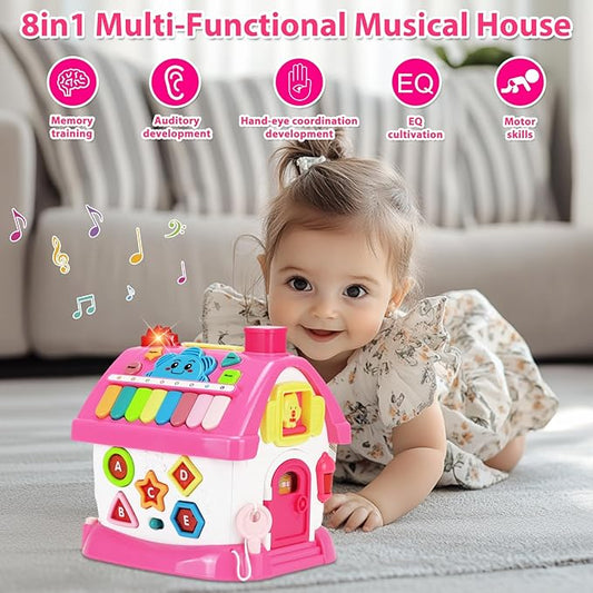 Aitbay Toys for 1 Year Old Girl Gifts: Baby Musical Toys 12-18 Months 8-in-1 Multi-Functional House - Montessori Educational Toys for Toddlers 1-3 - First Christmas 1st Birthday Gifts