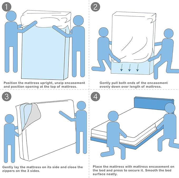 Queen Mattress Protector Waterproof Fits 12/13 /14/15 Inch Deep, 6-Sides Zippered Mattress Encasement Cover Terry Top