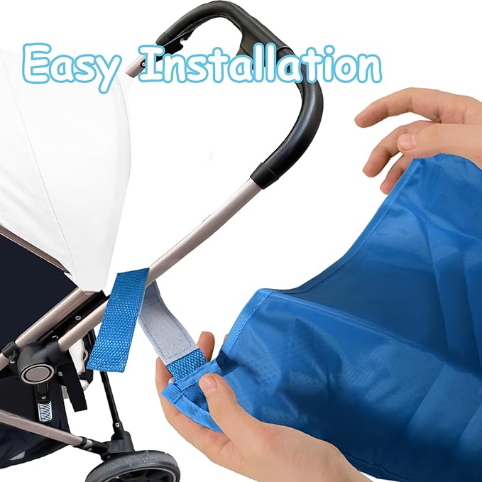 2 Pack Universal Side Sling Stroller Organizer with Mesh Cargo Net,Adjustable and Non-Slip Stroller Storage Bags, Portable Side Sling Stroller Cargo Net for Baby Accessories(Blue)
