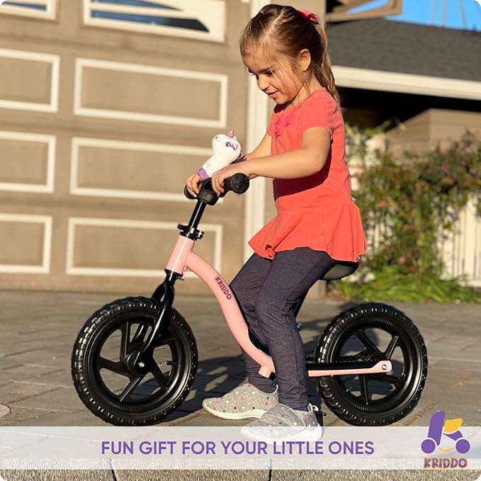 KRIDDO Toddler Balance Bike 2 Year Old, Age 24 Months to 5 Years Old, Early Learning Interactive Push Bicycle with Steady Balancing, Gift Bike for 2-5 Boys Girls, Pink