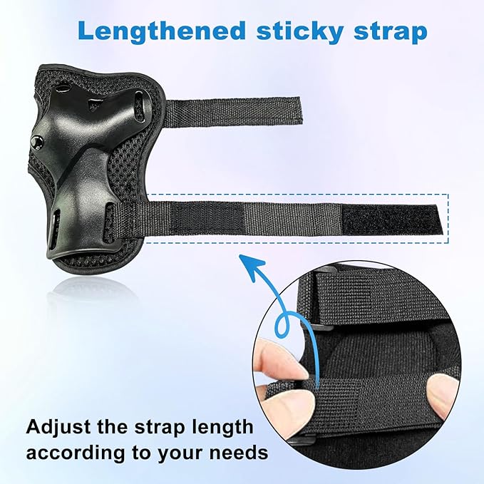 SISIGAD Kids Protective Gear Set, Strap Adjustable Knee Pads and Elbow Pads Wrist Guard 6 in 1, Suitable for Scooter, Skateboarding, Cycling, Skating