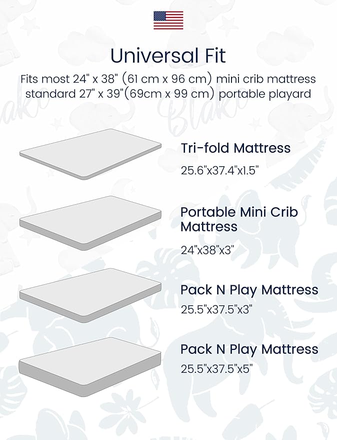 TotAha Premium Soft Pack n Play Sheets, Super Stretchy Jersey Knit Mini Crib Sheets Fitted, Silky Comfort Graco Pack and Play Mattress Sheets 2-Pack, Moon & Grey Sky