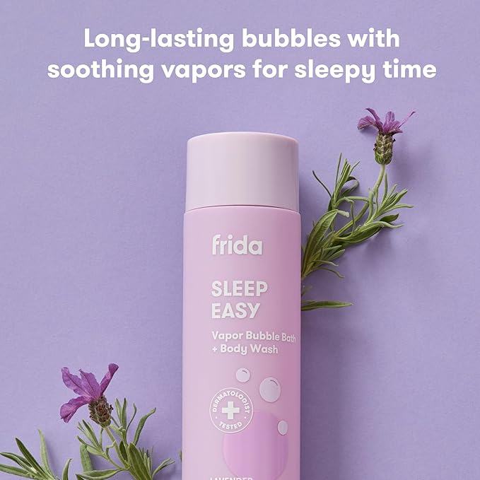 Frida Baby Lavender Baby & Kids Bubble Bath + Body Wash, Sleep & Calming Toddler & Baby Body Wash, Dermatologist Tested, Tear-Free, Hypoallergenic, Safe for Skin, Super Sudsy, 10oz