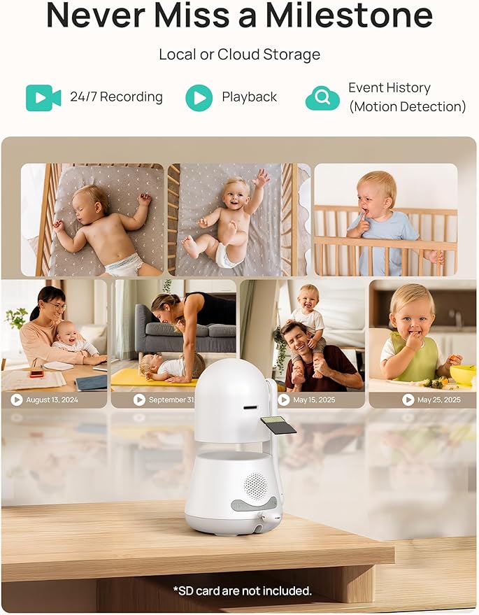 Dr.Care LumiView Plus Smart WiFi Baby Monitor - 5.5" 1080P Split Screen & 2K Camera, Privacy Mode, Cry & Motion Alerts, 5000mAh Removable Battery, RGB Night Light, HD Night Vision, App Control, 1279ft