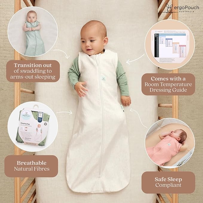 ergoPouch 2.5 Tog Jersey Sleeping Bag – Arms-Out Baby Sleep Sack, Ideal Transition from Swaddling, Slim Fit Keeps Baby Secure & Comfortable, Soft Breathable Fabric (8-24 Months, Daisies)