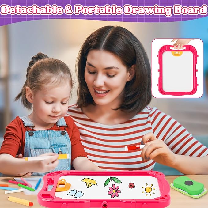 Easel for Kids,Toddler Toys for 3+ 4 5 Year Old Girl Gifts,Double Sided Magnetic Kid Art Ease,Dry Erase Drawing Painting Board,Toddler Easel Learning Toys for 3+ 4 5 Girl Birthday Christmas Gifts