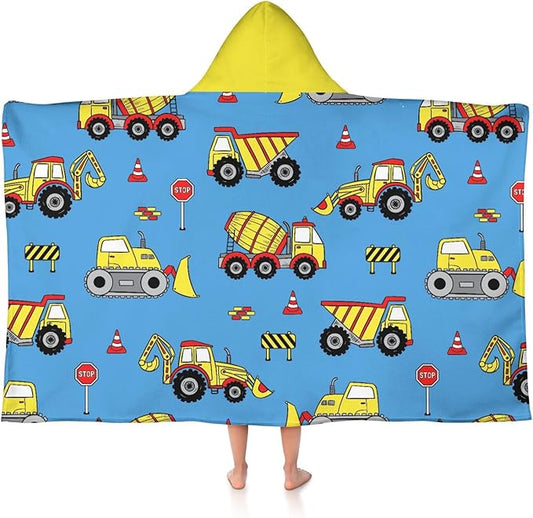 Thickened Hooded Towels for Kids Suitable Girls Boys Kids Bath Towels, 30"x50" Super Absorbent, Truck Cute Cartoon Toddler Towels Multi-Purpose for Beach, Pool and Bathroom