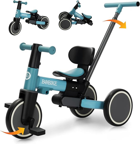 BoBike 5-in-1 Tricycle for Toddlers 18 Months to 5 Years, Kids Bike with Upgraded Pedals, Parent Push Handle, Balance Bike & Easy Assembly for Boys Girls (Sky Blue)
