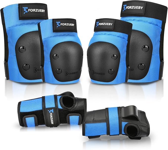 Adult/Kids Knee Pads Elbow Pads Wrist Guards 6 in 1 Protective Gear Set for Inline Roller Skating Skateboarding Scooter BMX etc.