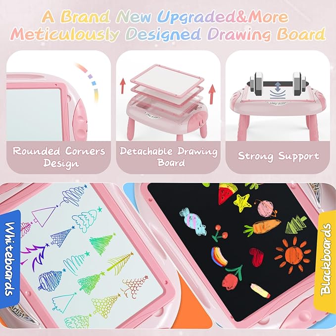 Gifts for 1-2 Year Old Girls,Toddlers Toys with Magnetic Letters and Numbers, Art Easel for Kids 1 2 Year Old, Girl Birthday Christmas Gifts (Pink)