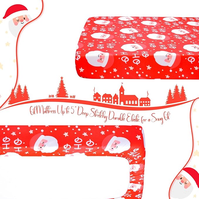 UOMNY Santa Claus Crib Sheet Christmas Fitted Crib Sheets Baby Sheet for Standard Crib and Toddler Mattresses Nursery Bedding Sheet Crib Mattress Sheets for Boys and Girls 1 Pack Space Toddler