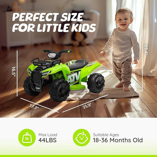ATV for Kids, 6V Battery Powered Toddler 4 Wheeler w/Music, Light, 1.2mph Max Speed, Kids ATV 4 Wheeler for Toddlers Aged 1.5-3 Years Old, Green