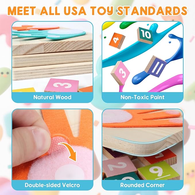HANR Montessori Counting Toys,Preshool Learning Toys for Toddlers 3-6, Educational Math manipulatives for Kids,Number Counting Blocks,Montessori Toys for 3-5 Year Old Boys Girls Birthday Gifts
