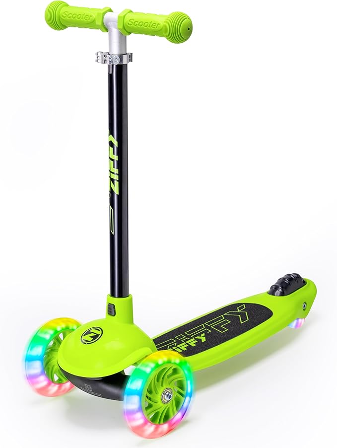 ZIFFY Multicolor 3 Wheel Scooter for Kids 3-5, Toddler Kick Scooters with LED Light-Up Wheels for Boys and Girls, 5 Adjustable Height and Lean-to-Steer Design, Support up to 110 lbs by JOVA