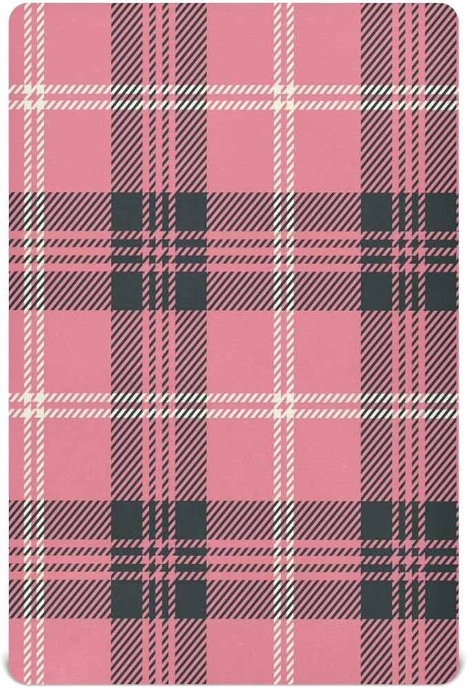 Baby Crib Sheets Fitted Crib Sheet Standard Crib and Toddler Mattress for Boys Girls 39 * 27in Pink Starfish Shell Pattern (Pink and Black Plaid 33, Small)