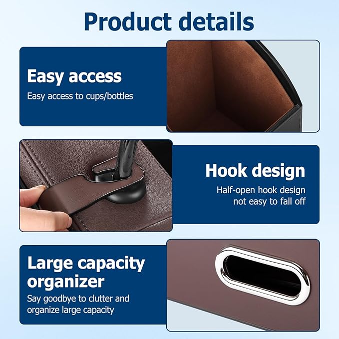 4-in-1 Car Backseat Organizer, 2026 New Car Seat Back Storage Box, Multifunctional Car Back Seat Storage Organizer with Cup Holders, Tissue Box Slot, Hooks to Keep Your Ride Clean & Organized (Black)