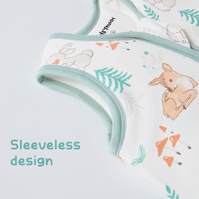 Baby Sleeping Bag 2.5 TOG Cotton Winter Sleep Sack for Newborn babies, Unisex Baby Wearable Blanket with Animal Patterns, Deer, M