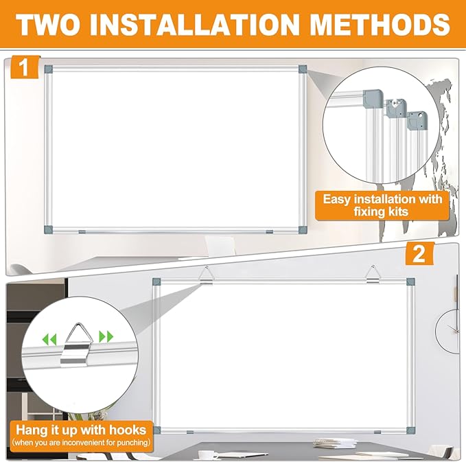 Large Magnetic Dry Erase Whiteboard, 60"X40" White Board for Wall with Long Pen Tray, Dry Erase White Board for Home Office Classroom