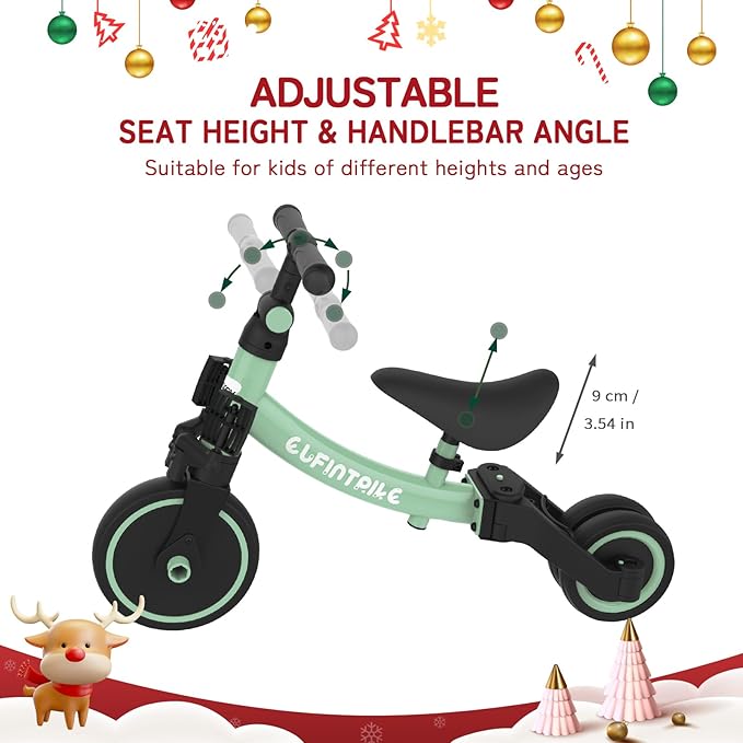 besrey 5 in 1 Toddler Bike for 1 Year to 4 Years Old Kids, Toddler Tricycle Kids Trikes Tricycle, Toys for Boy & Girl, Balance Training, Removable Pedals