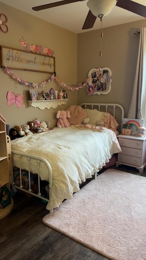 BuLuTu Chic Shabby Vintage Floral Duvet Cover Twin for Kids Girls Boys 100% Cotton Muslin Ruffled Quilt Cover Twin, 68"x86", Pink Floral Print, Soft Breathable, Zipper Closure, No Pillowcase