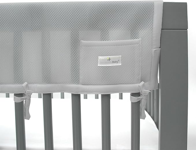 BreathableBaby Breathable Mesh RailGuard Teething Cover — 51” Long Panel (1) — Fits Most Full-Size and Does Not Fit Mini Cribs — Use with Coordinating Short Panels - Gray