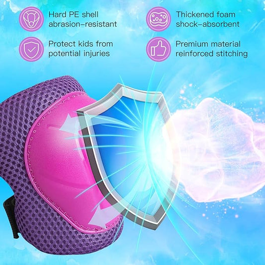 Kids Protective Gear Set Knee Pads for Kids 3-14 Years Toddler Knee and Elbow Pads with Wrist Guards 3 in 1 for Skating Cycling Bike Rollerblading Scooter