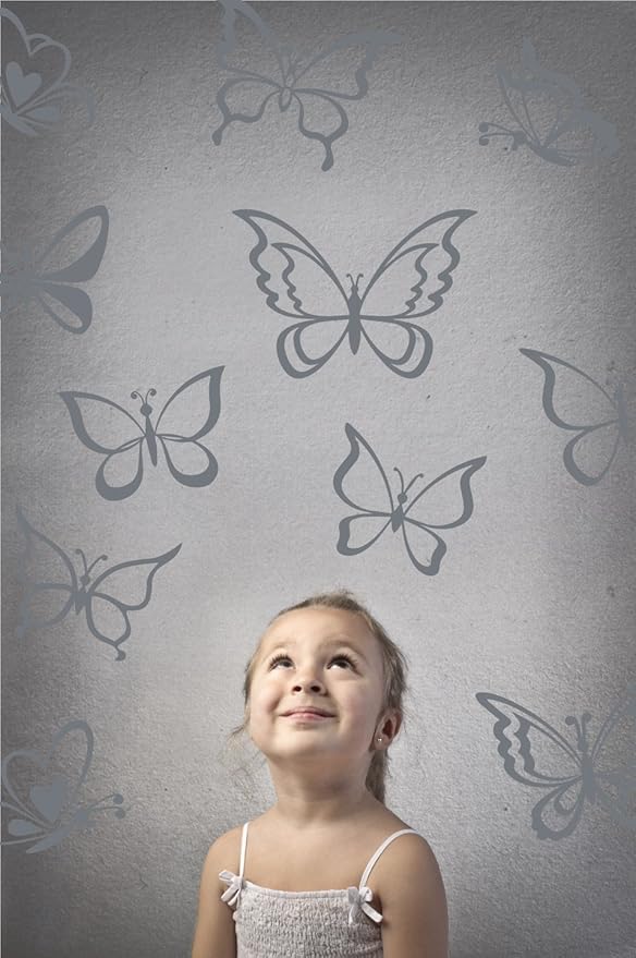 Butterfly Wall Art Vinyl Stickers DIY Nursery or Girls Room Decor Peel and Stick Butterflies Decals (Storm Grey, 24x25 inches)
