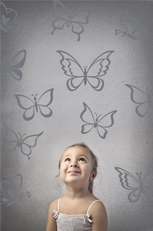 Butterfly Wall Art Vinyl Stickers DIY Nursery or Girls Room Decor Peel and Stick Butterflies Decals (Storm Grey, 24x25 inches)