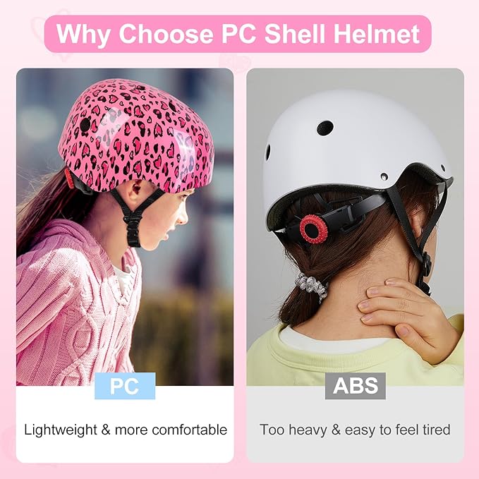 Kids Helmet, Bike Helmets for Kids 8-14 with Knee Pads and Elbow Pads Wrist Guards, Adjustable Youth Girls Bike Helmet with DIY Cat Ears Skateboard Helmet for Scooter Skating Cycling