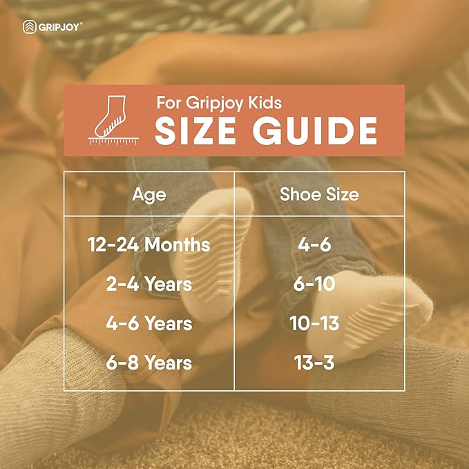 Gripjoy Toddler Socks with Grippers, Non-Slip for Kids, Enhanced Stability, Comfortable Cotton - 4 Pairs