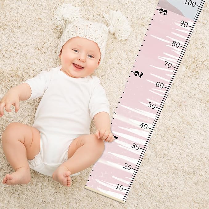 Personalized Growth Chart for Kids, Baby Height Chart with Custom Name, 77"x7.9" Canvas and Beige Wood Height Measuring Rulers for Boys Girls Removable Wall Ruler Hanging for Nursery Decor - Sunset