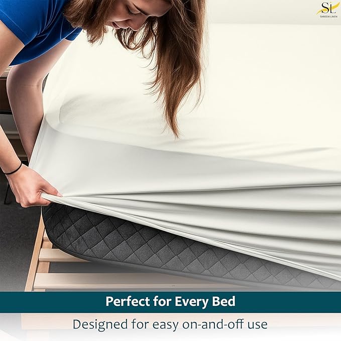 Mattress Protector Fitted Sheet Style Cot Size 30x75 - Waterproof Vinyl Mattress Cover, Breathable, Bed Wetting & Spill Protection, Fits Mattresses up to 6" Deep (Ivory)