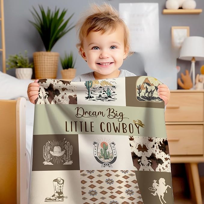 Western Blanket, Western Decor for Nursery Room, Baby Blankets for Boys Girls, Cowboy Baby Blankets, Western Baby Stuff, Soft Warm Lightweight Nursery Bed Blanket for Newborn Toddlers (03, 30x40 in)