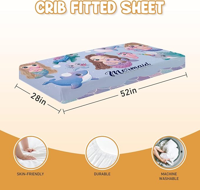 Personalized Crib Bedding Set - 4 Piece Custom Gift Ocean Animals Crib Bed Set with Name, Soft Double Layer Blanket Set for Infant Baby Girl, Nursery Bedding Set for Toddler Boys