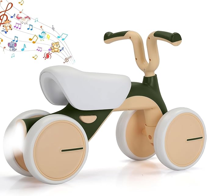 Henry & Colin Baby Balance Bike for Kids - No Pedal 4-Wheel First Bike, Toddler Walker for Boys & Girls, with Stylish Handle, Sturdy & Safe Design for 1-3 Year Olds