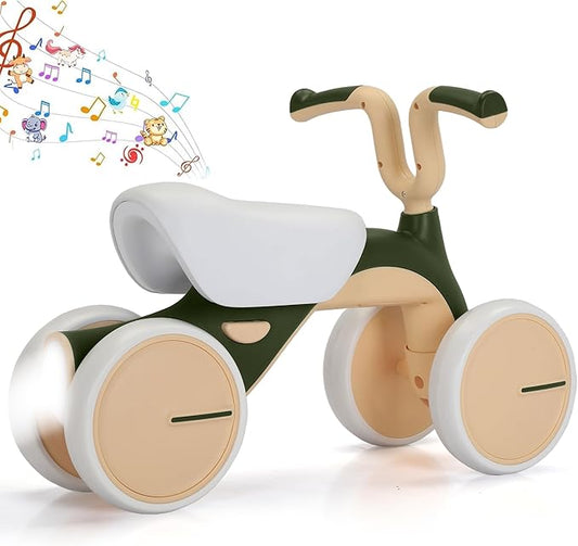 Henry & Colin Baby Balance Bike for Kids - No Pedal 4-Wheel First Bike, Toddler Walker for Boys & Girls, with Stylish Handle, Sturdy & Safe Design for 1-3 Year Olds