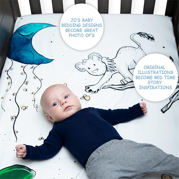 JumpOff Jo - Fitted Crib Sheet, Super Soft Breathable 100% Cotton Baby Crib Sheet for Standard Crib Mattresses and Toddler Beds, 28 in. x 52 in. - Lionhearted