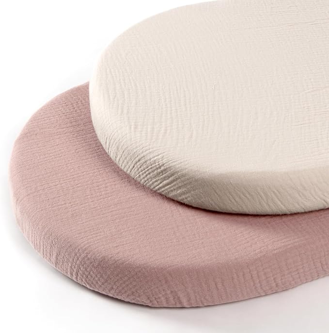 lulumoon Baby Muslin Bassinet Sheets: Snuggly Soft Cotton Sheets for Boys and Girls - Fitted foror Chicco Lullago Anywhere & Baby Bjorn Cradle & Bassinet
