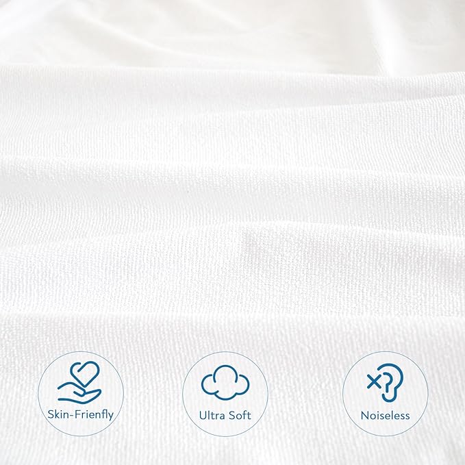 Full Extra Long (XL) Mattress Protector 100% Waterproof Full XL Sheets Fitted up to 14'' Depth Ultra Soft Terry Full XL Mattress Topper Cover Noiseless & Breathable, Machine Washable