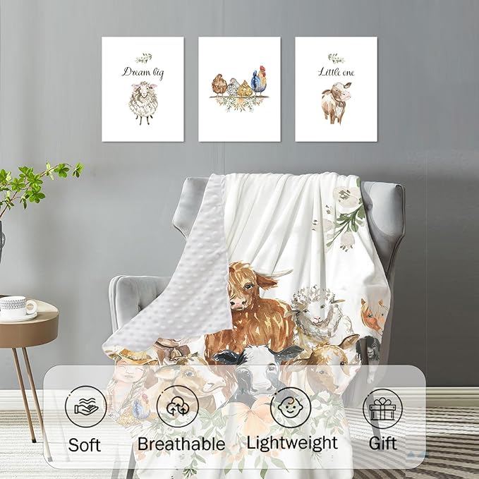 Personalized Baby Crib Bedding Set, Custom Name Nursery Set 5-Piece - Soft Blanket Fitted Sheet Changing Pad Cover Rug and Wall Art, Cute Woodland Animal Theme for Boys Girls
