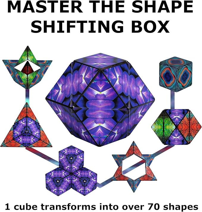 Shashibo Shape Shifting Box - Award-Winning STEM Fidget Toy with Strong Magnets - Fidget Cube Transforms Into 100+ Shapes, Christmas Stocking Stuffers Gift for Kids, Teens, and Adults (Wings)