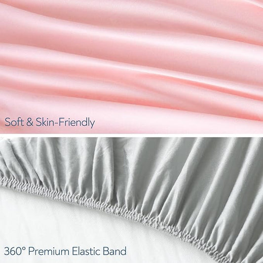 Stretchy Crib Sheets for Boys or Girls, 4 Pack Fitted for Standard Crib and Toddler Mattress 52" x 28", Soft and Breathable Neutral, Grey & Pink