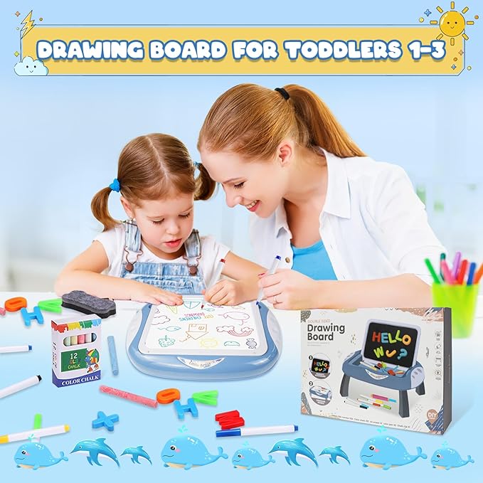 Toys for 1-2 Year Old Boys, Toddler Boy Toys with Magnetic Letters and Numbers, Learning and Educational Toys for 1 2 Year Old, Boys Birthday (Blue)
